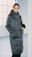 Quilted Longline Coat in Khaki