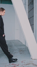 Wide Leg Contrast Panel Trousers - Black
