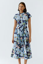 Floral Shirt Midi Dress in Navy