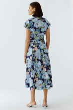 Floral Shirt Midi Dress in Navy