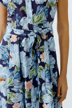 Floral Shirt Midi Dress in Navy