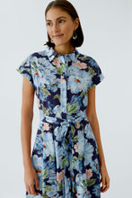 Floral Shirt Midi Dress in Navy