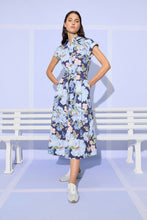 Floral Shirt Midi Dress in Navy