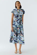 Floral Shirt Midi Dress in Navy
