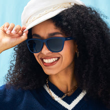 Navy Frame Mirrored Sunglasses