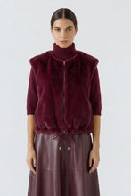 Faux Fur Zip Gilet - Burgundy