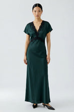 Emerald Satin Maxi Dress
