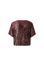 Burgundy Sequin Short-Sleeve Top