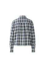 Blue & White Check Cotton Shirt with Lace Hem