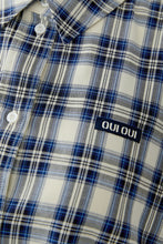 Blue & White Check Cotton Shirt with Lace Hem