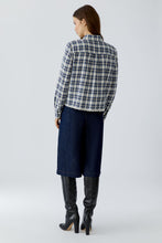 Blue & White Check Cotton Shirt with Lace Hem