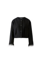 Black Feather Trim Cropped Jacket
