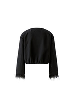 Black Feather Trim Cropped Jacket