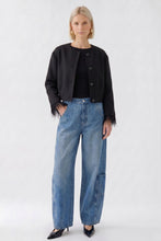Black Feather Trim Cropped Jacket