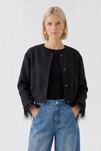 Black Feather Trim Cropped Jacket