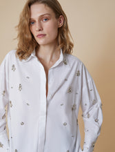 Rhinestone-adorned Poplin Shirt - White