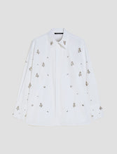 Rhinestone-adorned Poplin Shirt - White