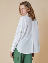 Rhinestone-adorned Poplin Shirt - White