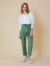 Rhinestone-adorned Poplin Shirt - White