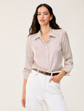 Cream Shirt with Brown Polka Dot Print