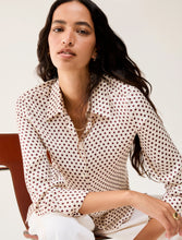 Cream Shirt with Brown Polka Dot Print