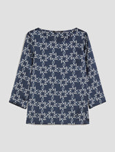 Patterned Satin Blouse - Navy