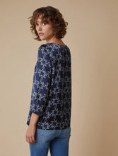 Patterned Satin Blouse - Navy