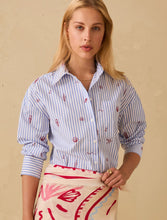 Blue Stripe Shirt with Coastal Embroidery