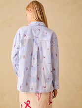Blue Stripe Shirt with Coastal Embroidery