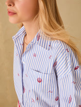 Blue Stripe Shirt with Coastal Embroidery