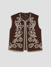 Brown Waistcoat with Cream Embroidery