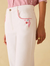 White Trousers with Coastal Embroidery Detail