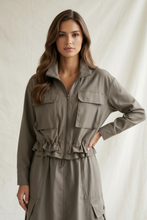 Utility Zip Jacket with Frill Waist