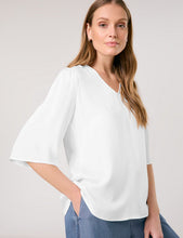 Blouse with Mid-length Sleeves and a V-neckline - Off White