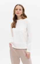 Cream Sweatshirt with Pocket Detail