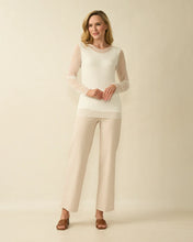 Mesh Sleeve Knit Top - White