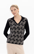 Black and Beige Geometric Print Jumper