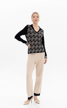 Black and Beige Geometric Print Jumper