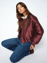 Burgundy Satin Bomber Jacket