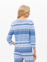 Blue Chevron Knit Top