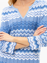 Blue Chevron Knit Top