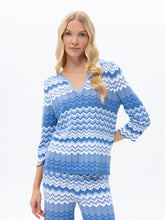 Blue Chevron Knit Top