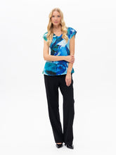Brushstroke Pleated Top - Dark Blue