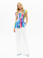 Brushstroke Pleated Top - Blue