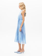 Blue Pleated Midi Dress