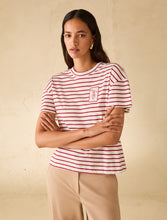 Red Stripe Graphic T-Shirt with Pocket Detail