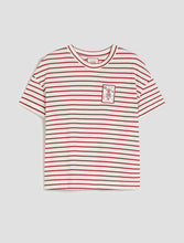 Red Stripe Graphic T-Shirt with Pocket Detail