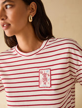 Red Stripe Graphic T-Shirt with Pocket Detail