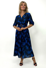 Positano Midi Dress In Blue / Navy Print
