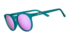 Teal Round Frame Mirrored Sunglasses